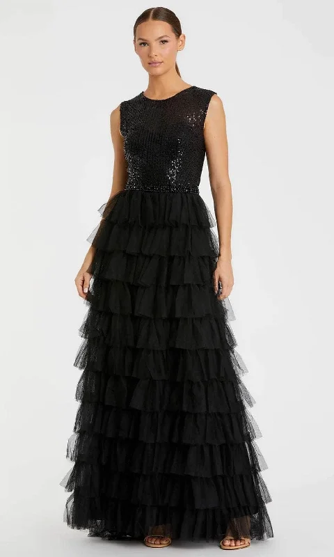 Organza DressMac Duggal 27055 - Ruffle Skirt Sleeveless Evening Gown