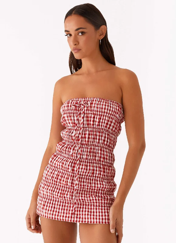 women's luxury dressesAdele Mini Dress - Red Gingham