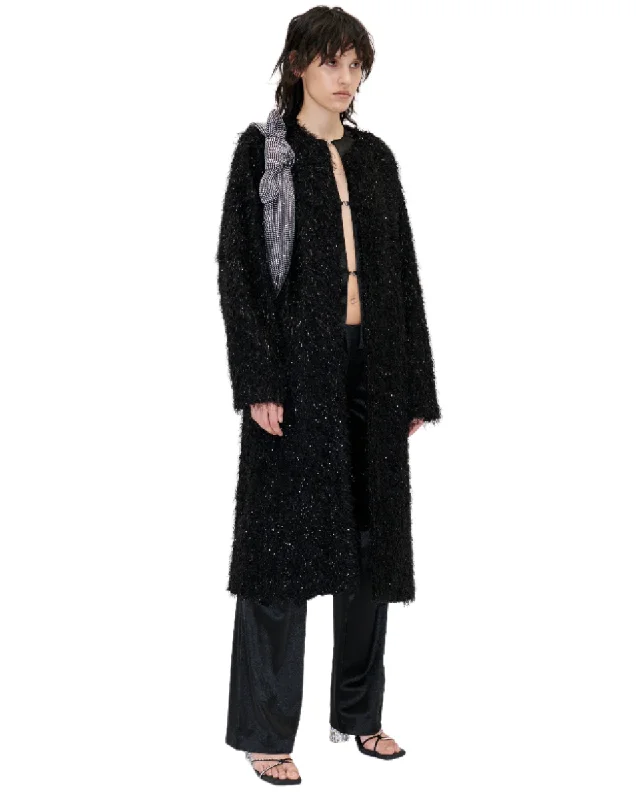 women's coats with embroidered patternsAlec Coat Fluffy Black