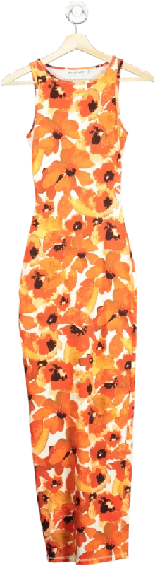 women's statement dressesSLA The Label Orange Floral Maxi Dress UK XXS