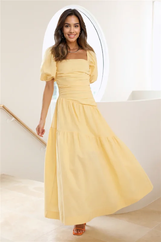 women's silk dressesLittle Bo Peep Midi Dress Yellow