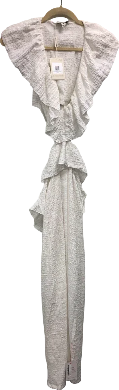 women's lace-up dressesPretty Lavish White Ruffled Maxi Dress UK XS