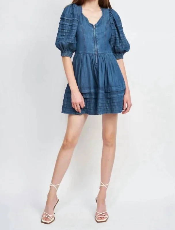 women's silk dressesSere Mini Dress In Denim