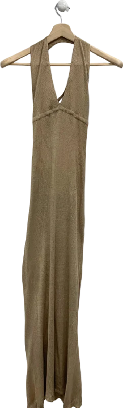 Glitter DressBeige Knitted Sleeveless Maxi Dress