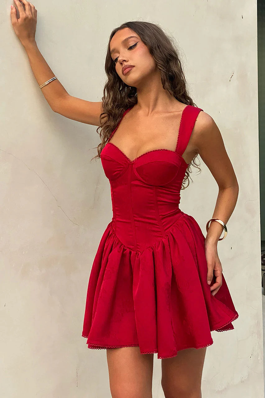 Chiffon DressRunaway The Label Joelle Mini Dress in Red