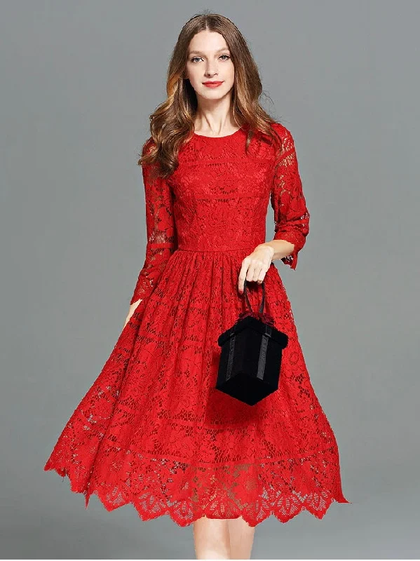 Evening DressAll-Over Lace Midi Dress