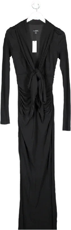 women's sleeveless dressesKaren Millen Black Tall Premium Stretch Crepe Jersey Plunge Neck Maxi Dress UK XS