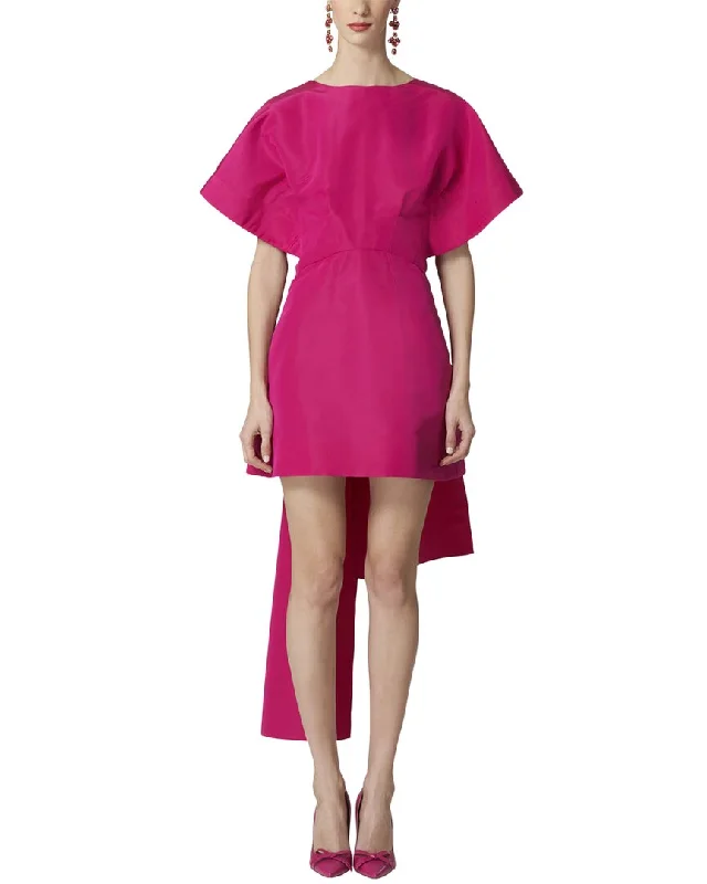 Plunging Neckline DressCarolina Herrera Wide Structured Silk A-Line Mini Dress