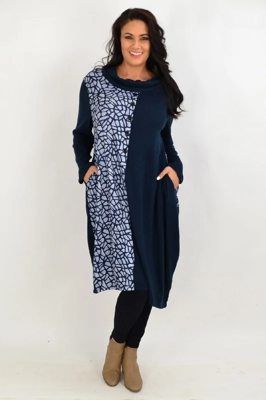 women's coats for maternity wearNavy Warm Winter Tunic Dress