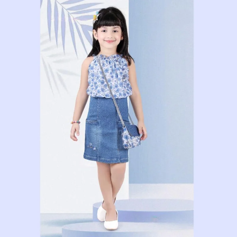 women's solid color dressesFloral Printed Midi Dress for Girls