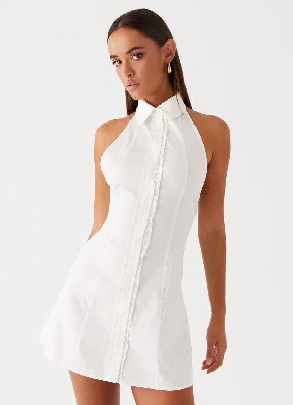 women's A-line dressesDallas Collared Mini Dress - White