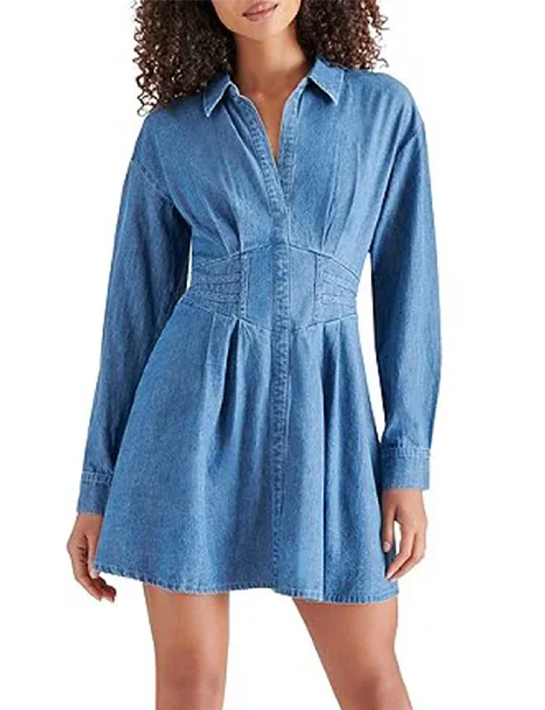 Fit-And-Flare DressAria Mini Dress, Chambray Blue