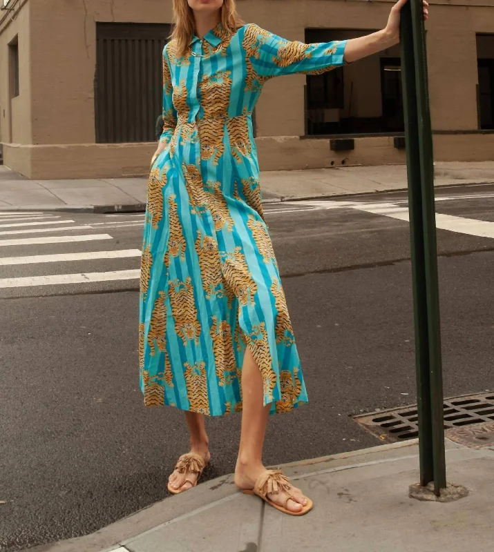 Denim DressLuciana Maxi Dress In Cyan