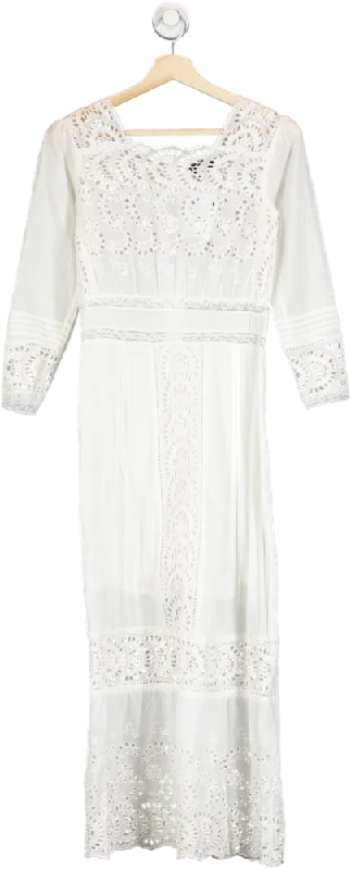 Formal DressTopshop White Lace Insert Maxi Dress UK 4