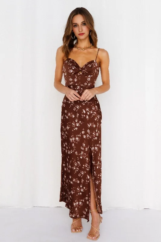 Chiffon DressGimme Whiplash Midi Dress Brown