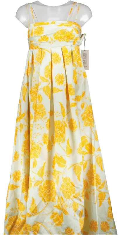 women's sleeveless dressesLeo Lin Orange Marguerite Maxi Dress Anemone Print In Ginger UK 8