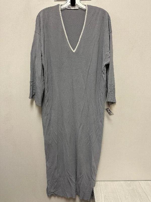 Ruffled Hem DressDress Casual Maxi By Zara In Grey, Size: L