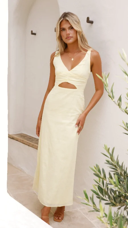 women's pastel dressesMahalia Maxi Dress - Soft Yellow