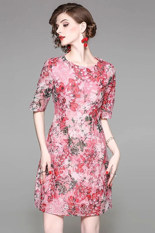 women's curve-hugging dressesFloral Midi Dress W/ Cutout Detail