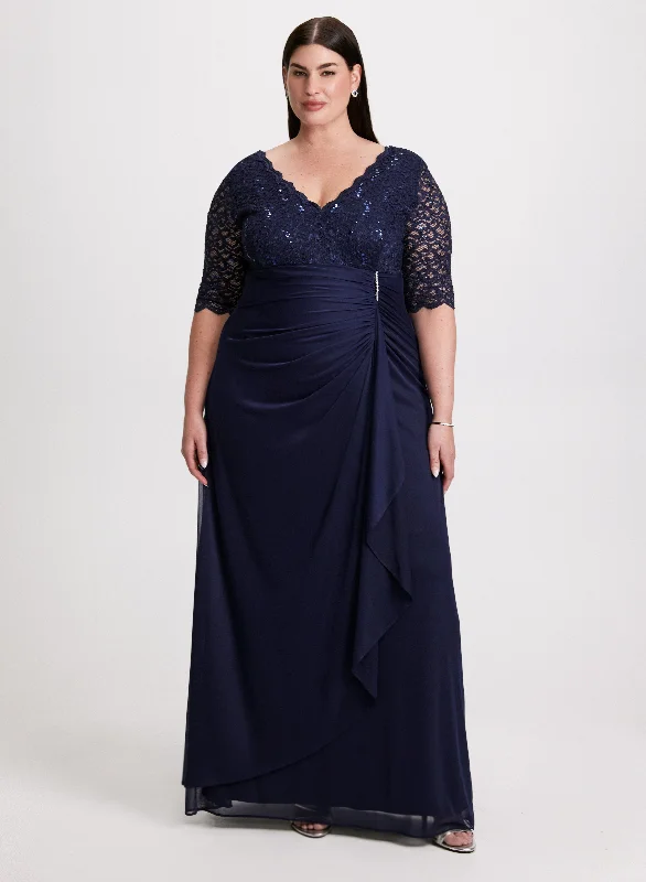 Velvet DressLace Bodice Maxi Dress