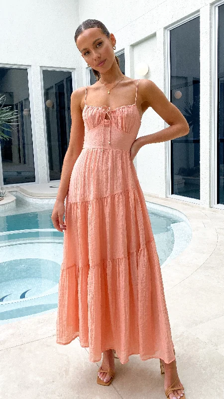 women's apple-shaped body dressesCove Maxi Dress - Apricot