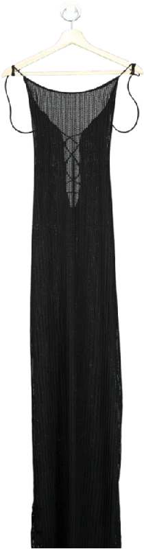 Evening DressWhite Fox Black Ribbed Maxi Dress UK M