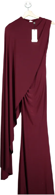 women's flowy dressesClub L London Burgundy One-Sleeve Cape Maxi Dress UK 4