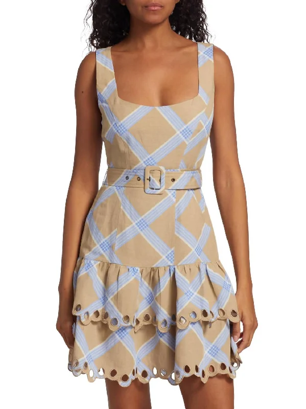 Chic DressIsla Mini Dress In Tan And Blue