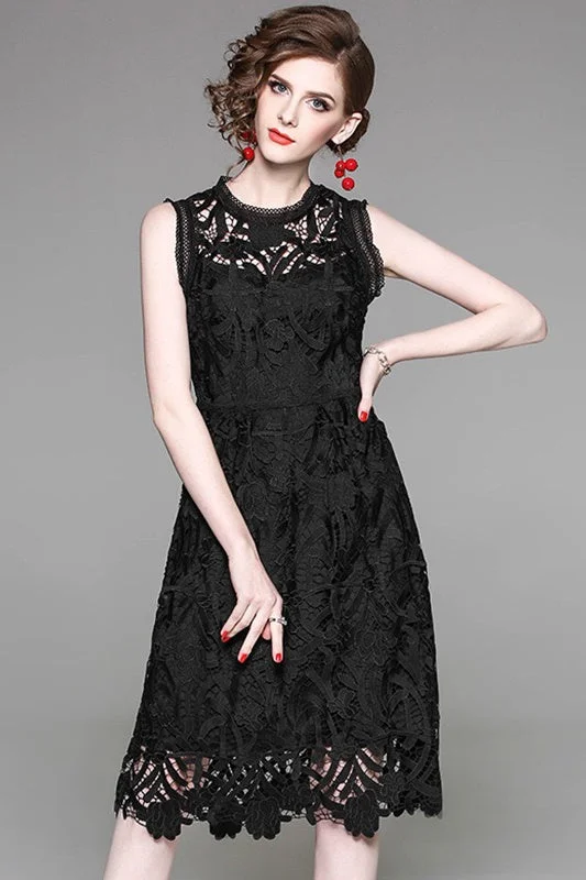 Bell-Sleeve DressElegant Lace Midi Dress