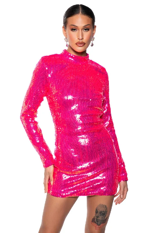 women's midi dressesSEQUIN SINS LONG SLEEVE MINI DRESS