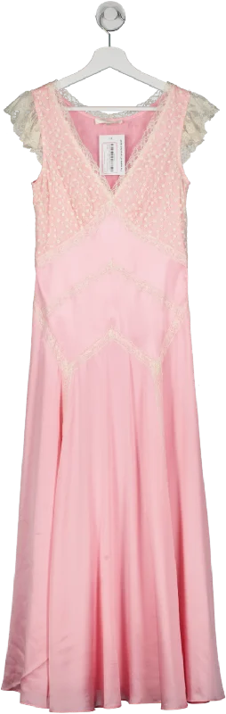 Retro DressLove Shack Fancy Pink Provencia Silk Maxi Dress UK 4