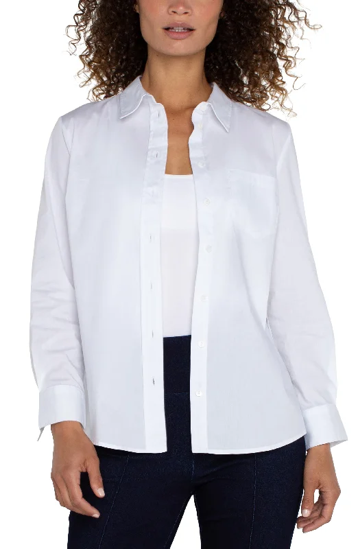 women's luxury pantsCLASSIC BUTTON FRONT POPLIN SHIRT