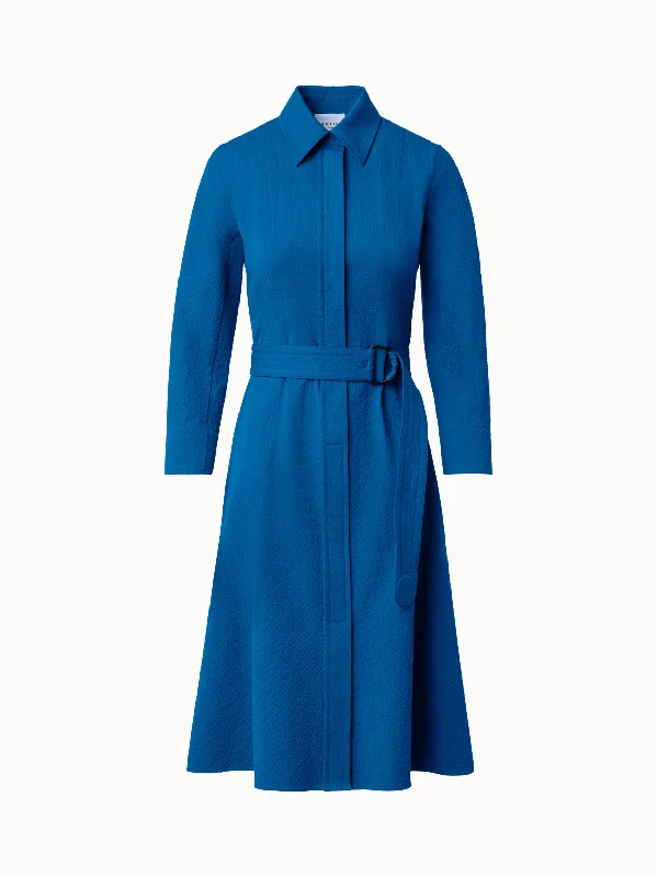 Peplum DressCotton Seersucker Bell Shaped Shirt Dress