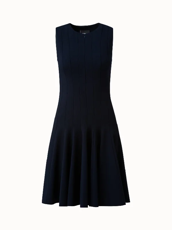 Button-Down DressWool Double-Face Dress with Skaters Pleats