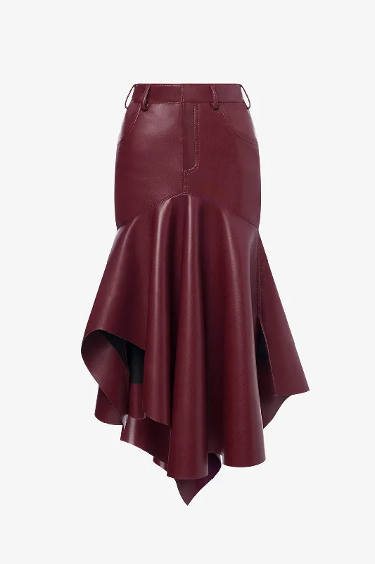 women's limited-edition dressesFaux Leather Asymmetrical Skirt