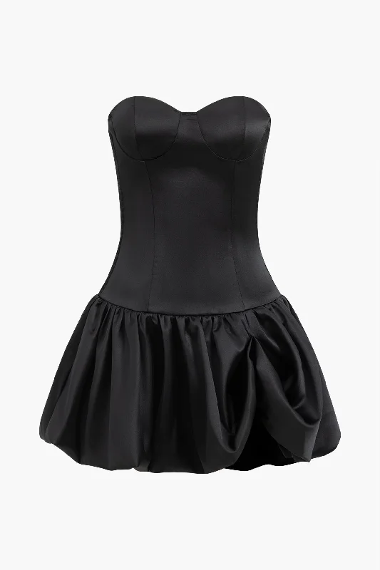 A-Line DressStrapless Bubble Hem Corset Dress