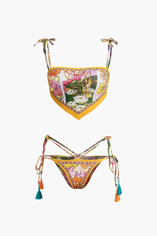 women's travel dressesFloral Print Bikini Set