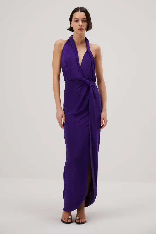 Sleeveless DressMisha Venetia Slinky Jersey Gown - Ultra Violet