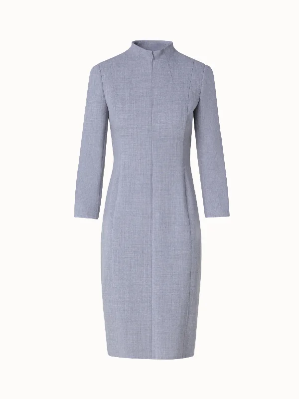 Zipper DressMock Neck Wool Double-Face Dress