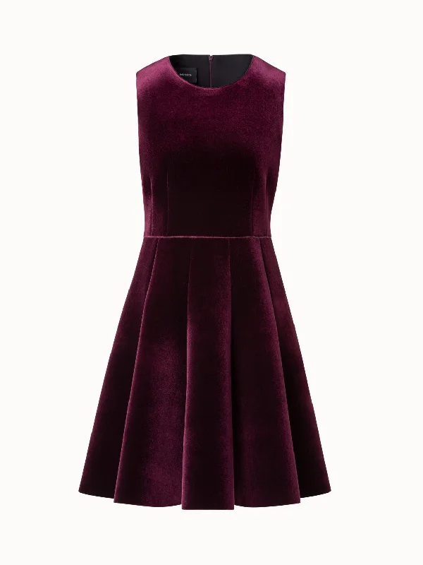 Silk DressNeoprene Velvet Cocktail Dress in A-Line