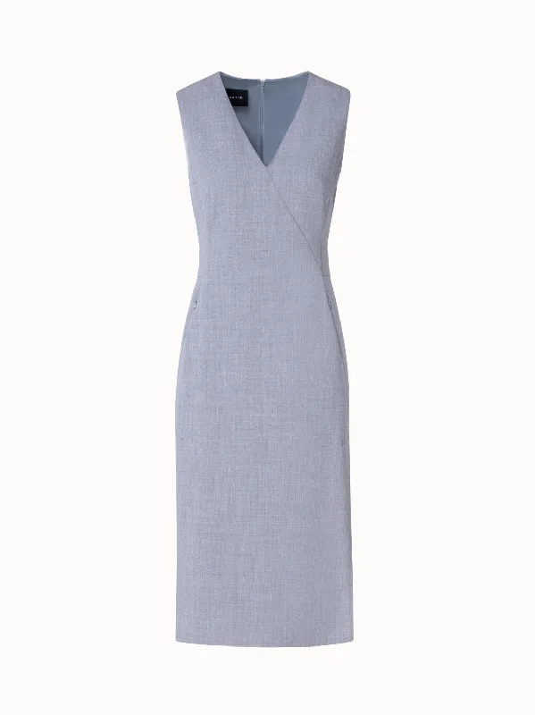 women's midi dressesSleeveless Wool Double-Face Sheath Dress