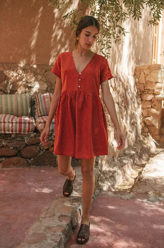 women's casual dressesSUNCHASER Dress - warm red linen