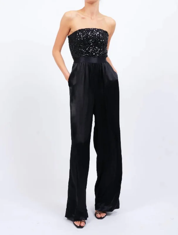 women's jumpsuits for statement fashionAurelie Sequin Jumpsuit In Black