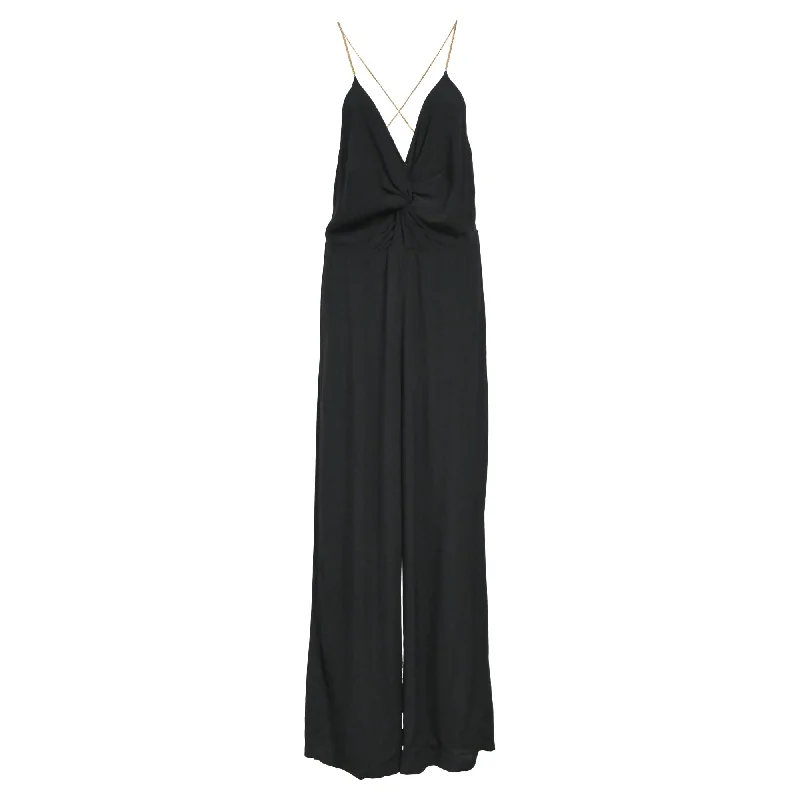 women's jumpsuits made of velvetBa&Sh Chain Strap V-Neck Jumpsuit in Black Viscose