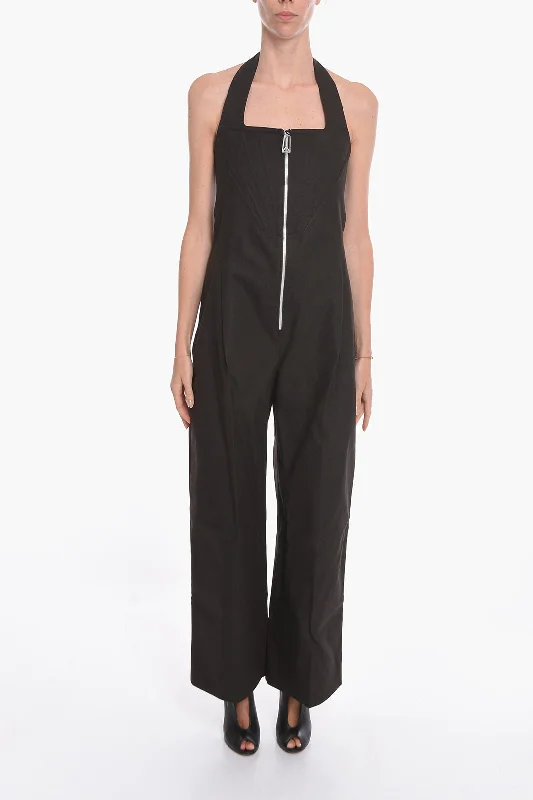 women's chic jumpsuitsBottega Veneta SALON 01 Stretch-linen Halterneck Jumpsuit with Bodice