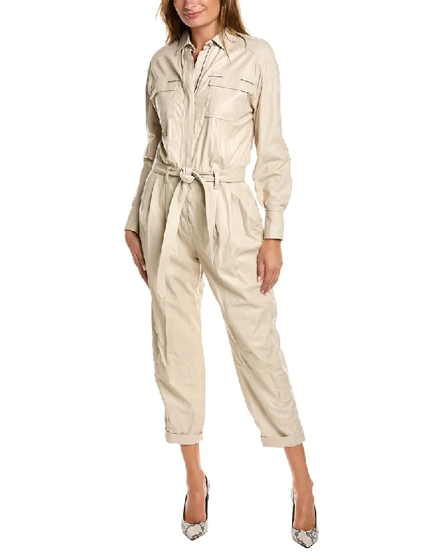 women's cozy jumpsuitsBrunello Cucinelli Leather Jumpsuit