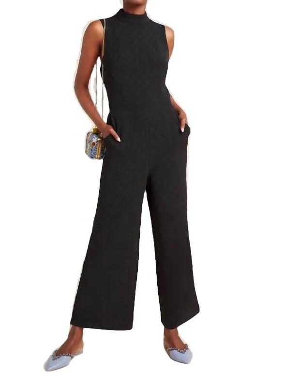 women's jumpsuits for winterCharley Mock Neck Jumpsuit In Black