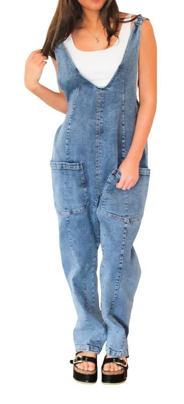 women's jumpsuits for effortless eleganceChasing You Denim Jumpsuit In Medium Wash