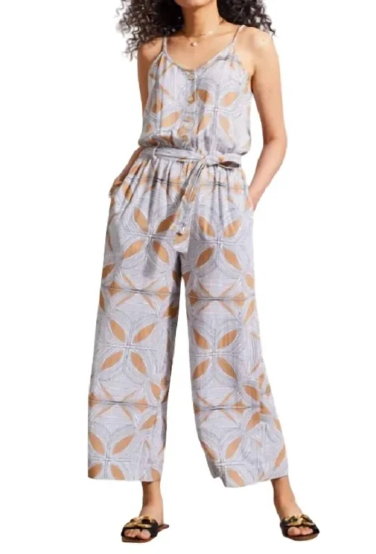 women's jumpsuits made of cottonCotton Button Front Jumpsuit In Caramel