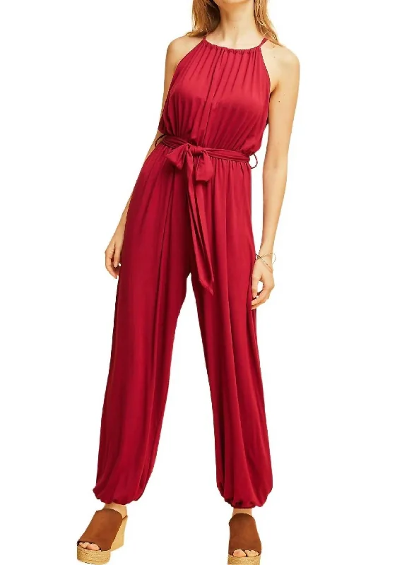 women's jumpsuits with high necksDay To Night Jumpsuit In Cranberry